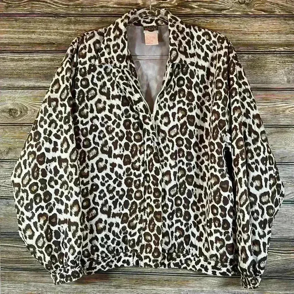 Vintage Out Brook Silk Cheetah Zip Up Jacket Size Small